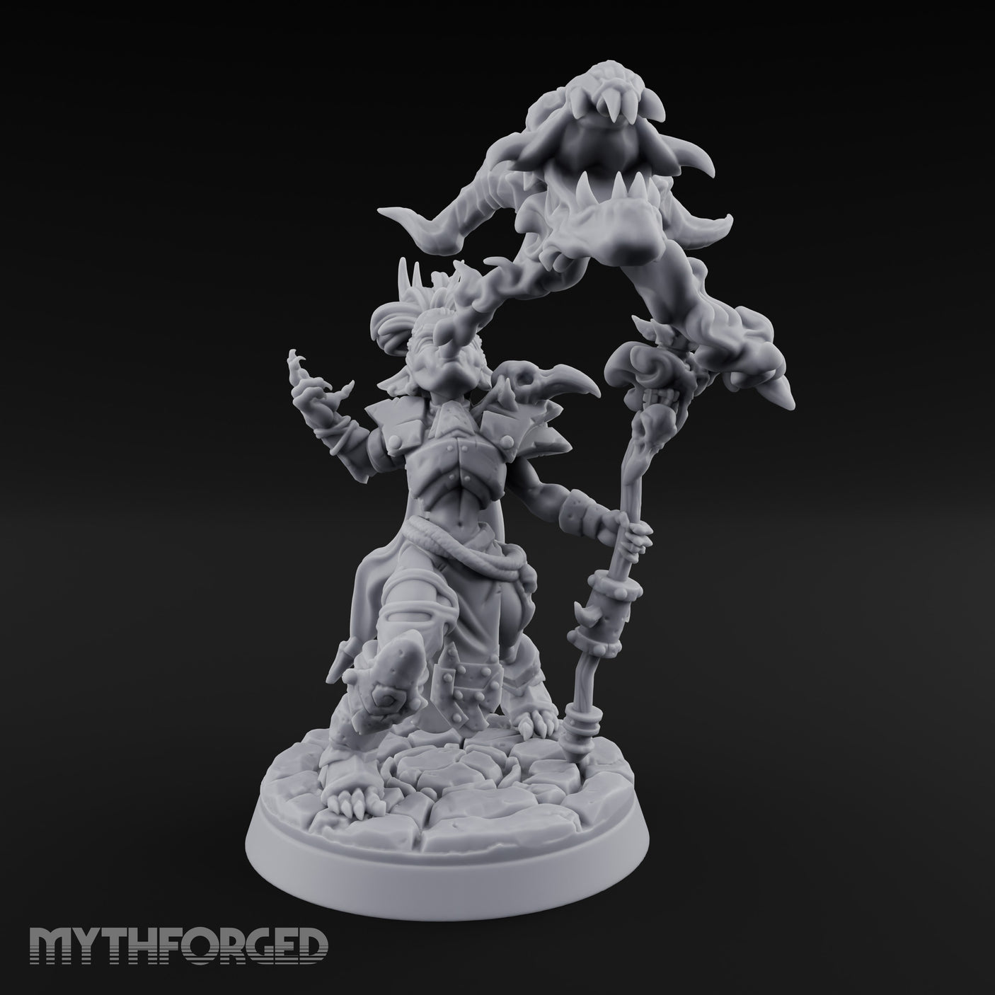Maw Staff Raising Goblin Shaman Miniature for Dungeons and Dragons, Pathfinder or other TTRPGs