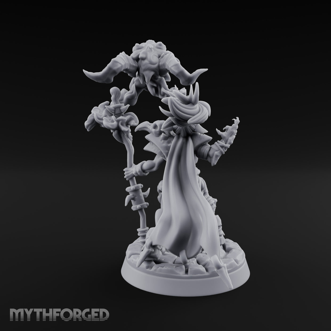 Maw Staff Raising Goblin Shaman Miniature for Dungeons and Dragons, Pathfinder or other TTRPGs