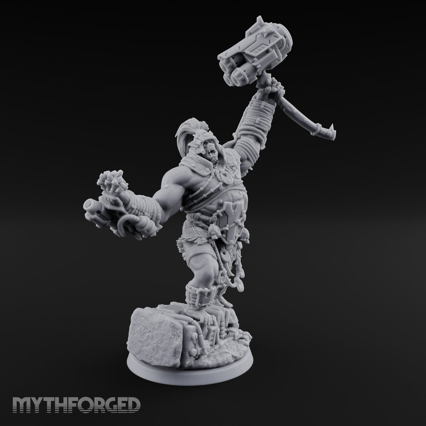 Mech Hammer Smashing Simian Brute Miniature for Dungeons and Dragons, Pathfinder or other TTRPGs