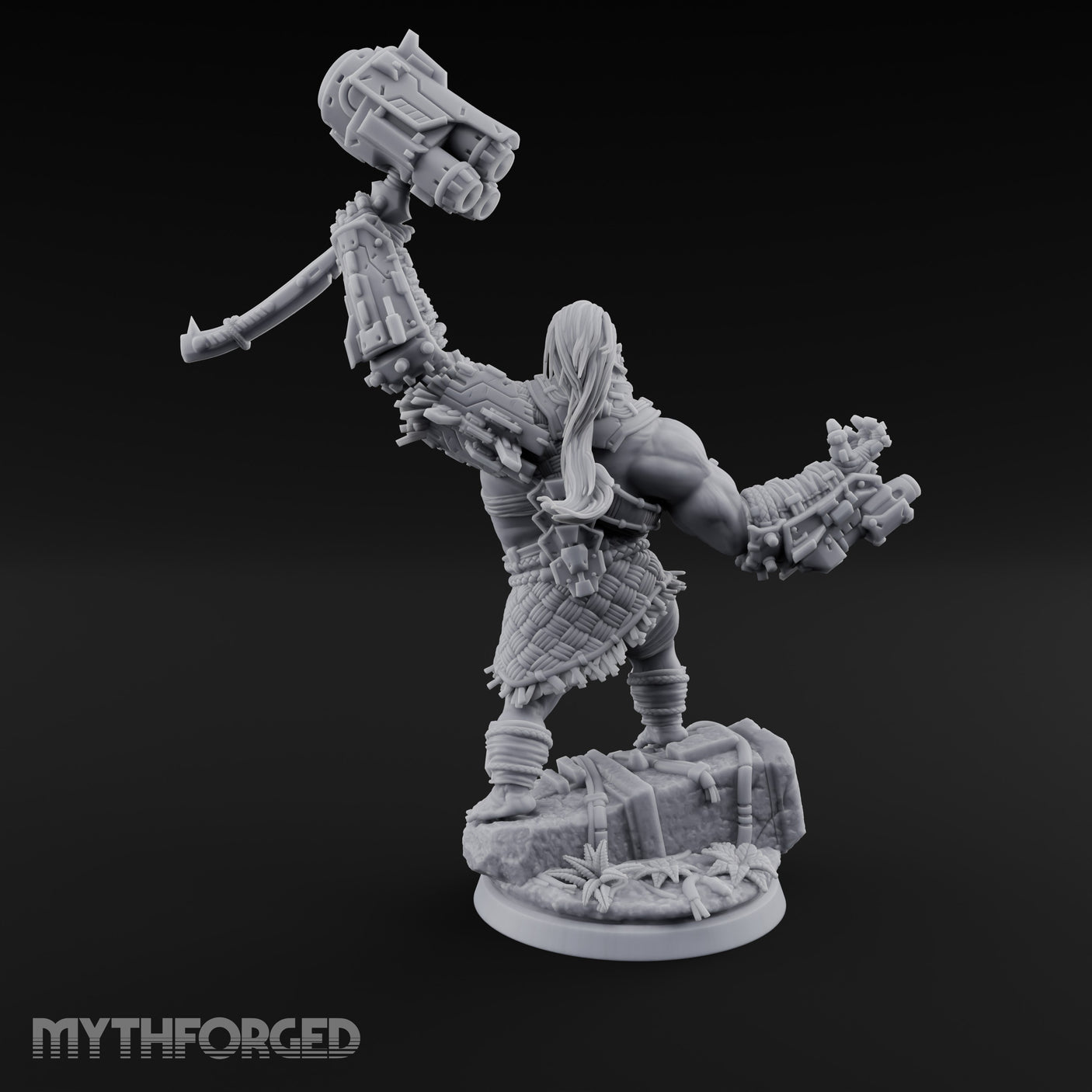 Mech Hammer Smashing Simian Brute Miniature for Dungeons and Dragons, Pathfinder or other TTRPGs