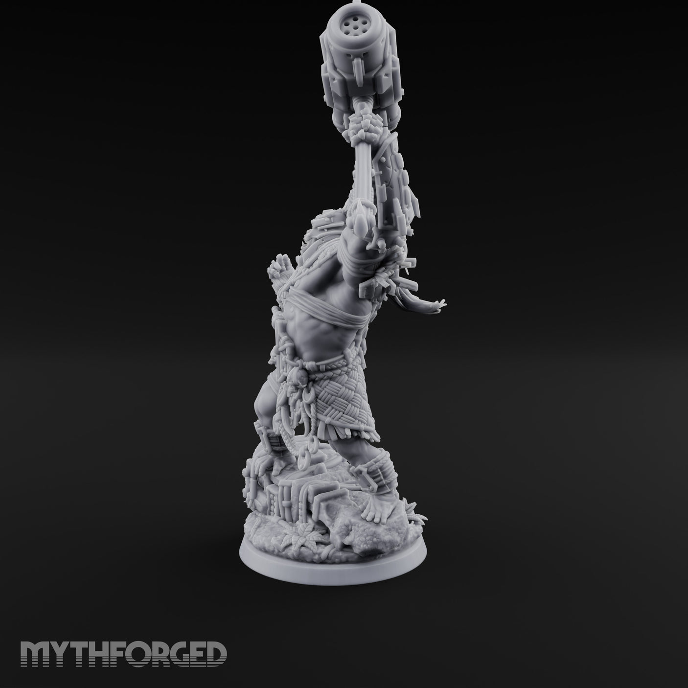 Mech Hammer Smashing Simian Brute Miniature for Dungeons and Dragons, Pathfinder or other TTRPGs