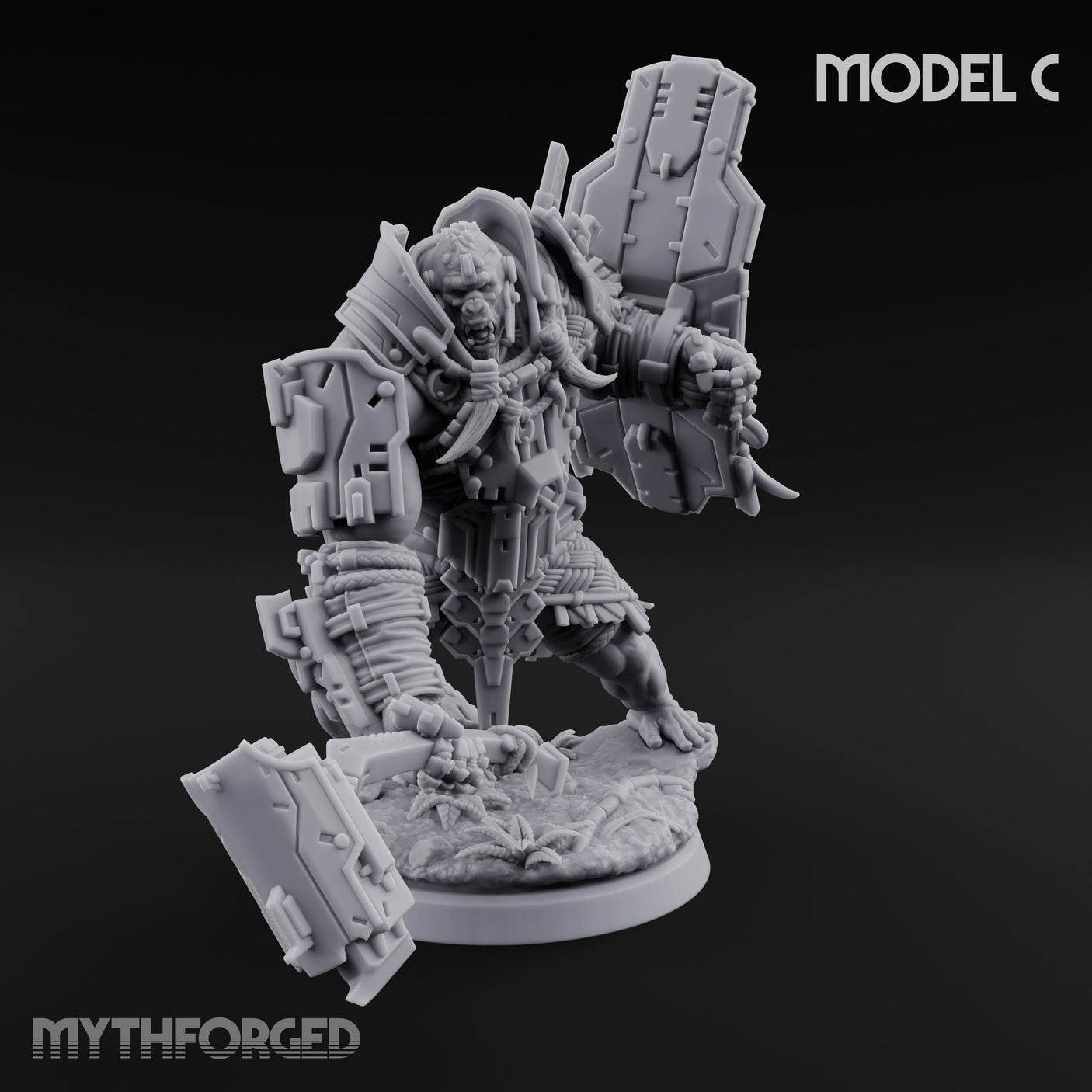 Mech Plated Rampaging Simian Brute C Miniature for Dungeons and Dragons, Pathfinder or other TTRPGs