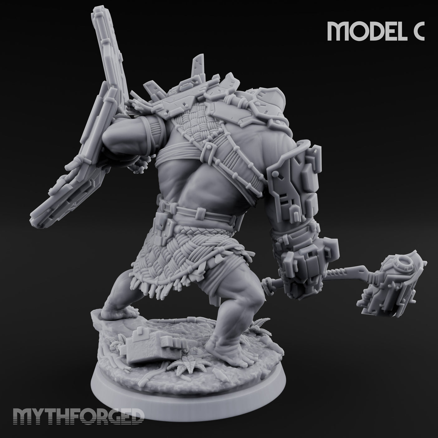 Mech Plated Rampaging Simian Brute C Miniature for Dungeons and Dragons, Pathfinder or other TTRPGs
