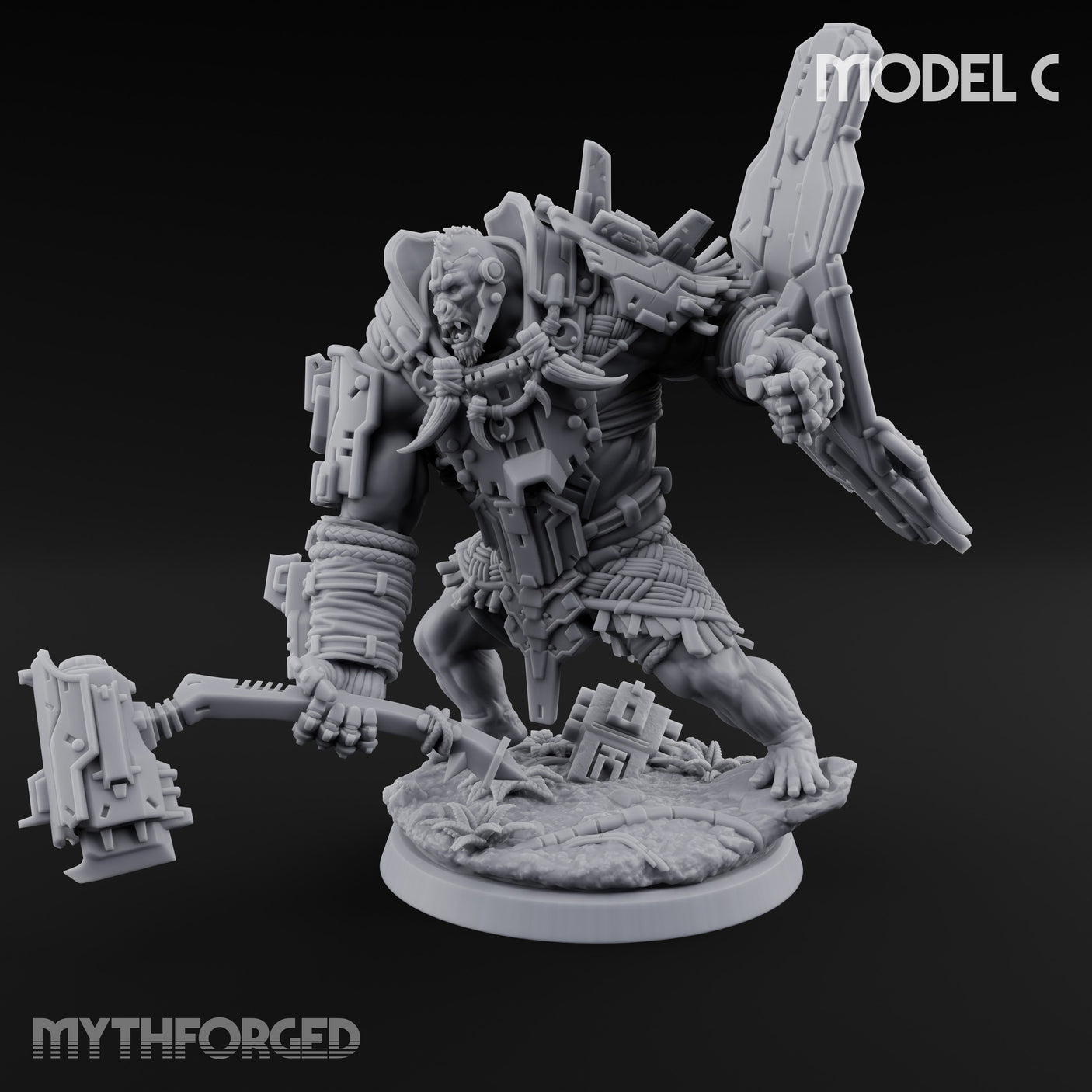 Mech Plated Rampaging Simian Brute C Miniature for Dungeons and Dragons, Pathfinder or other TTRPGs