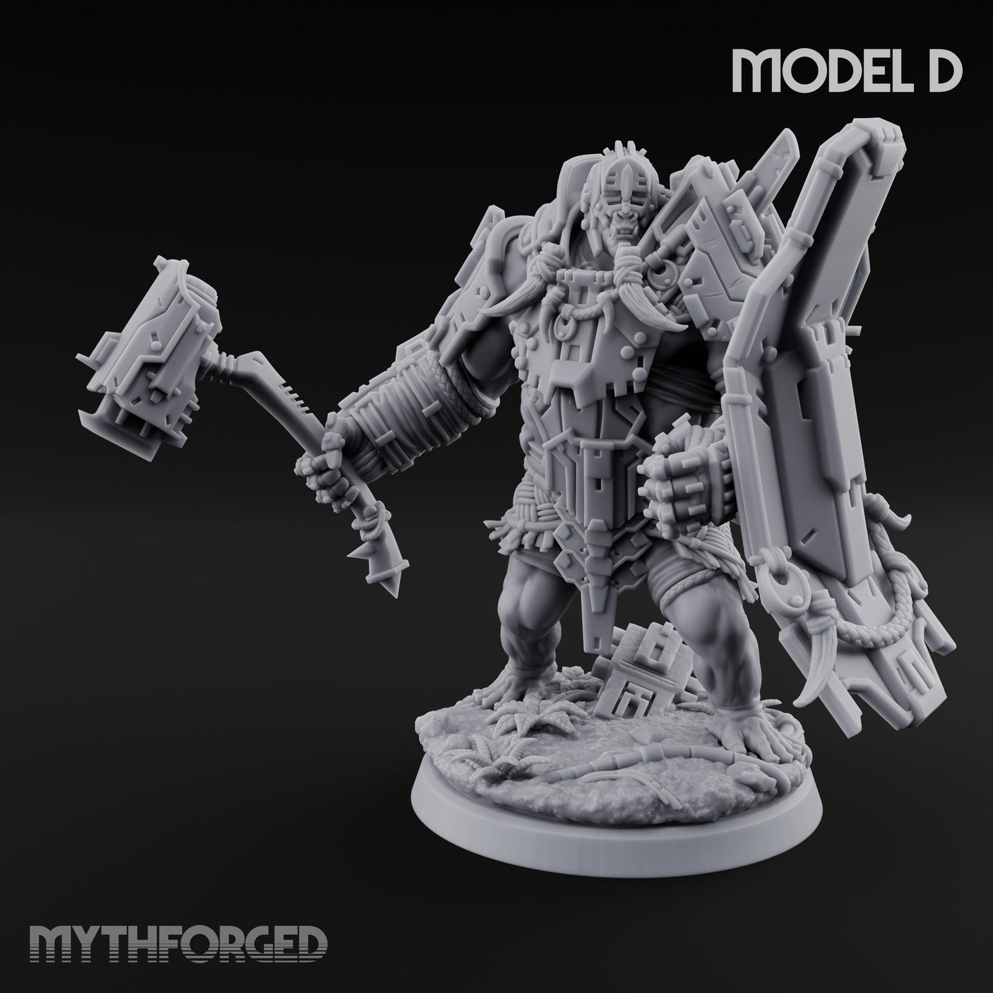 Mech Plated Rampaging Simian Brute D Miniature for Dungeons and Dragons, Pathfinder or other TTRPGs