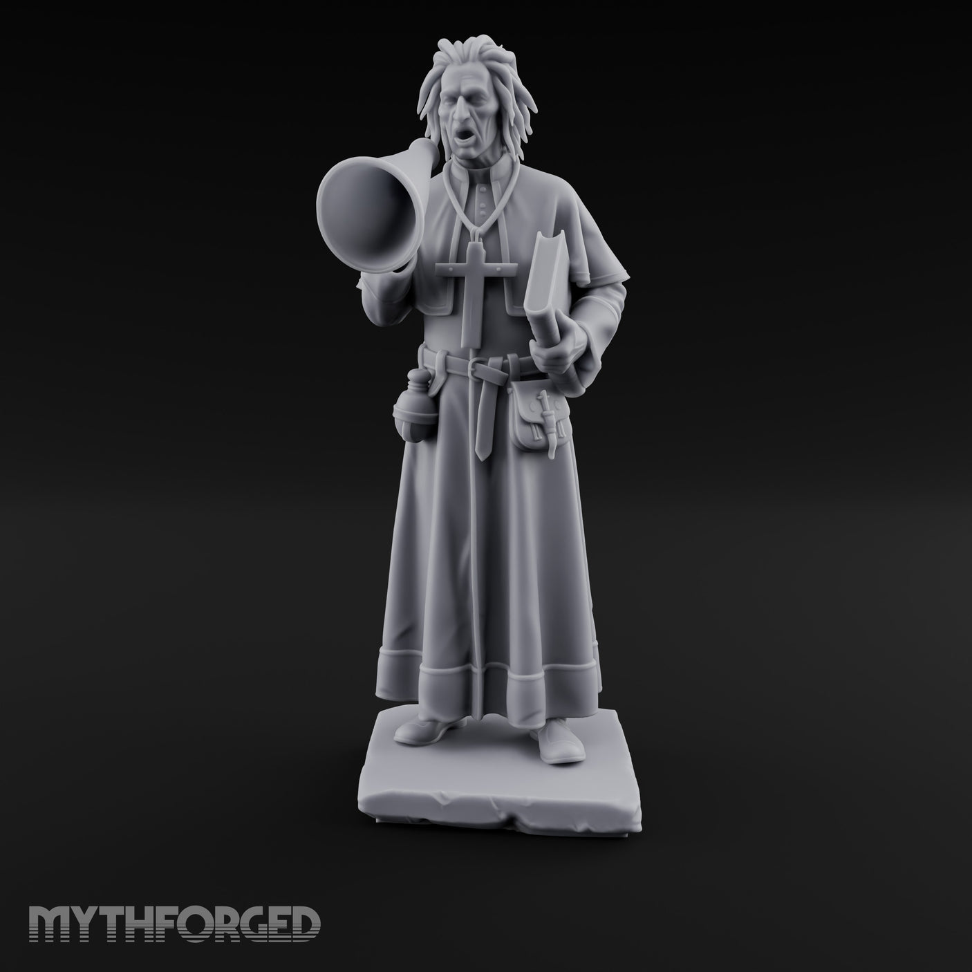 Megaphone Bellowing Human Preacher Miniature for Dungeons and Dragons, Pathfinder or other TTRPGs