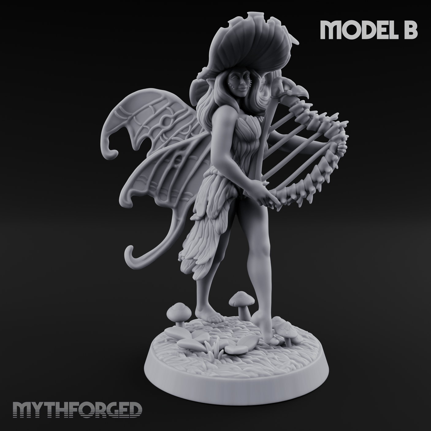 Harp Strumming Pixie Minstrels B Miniature for Dungeons and Dragons, Pathfinder or other TTRPGs