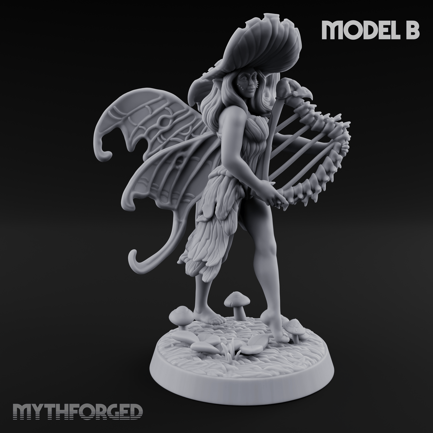 Harp Strumming Pixie Minstrels B Miniature for Dungeons and Dragons, Pathfinder or other TTRPGs