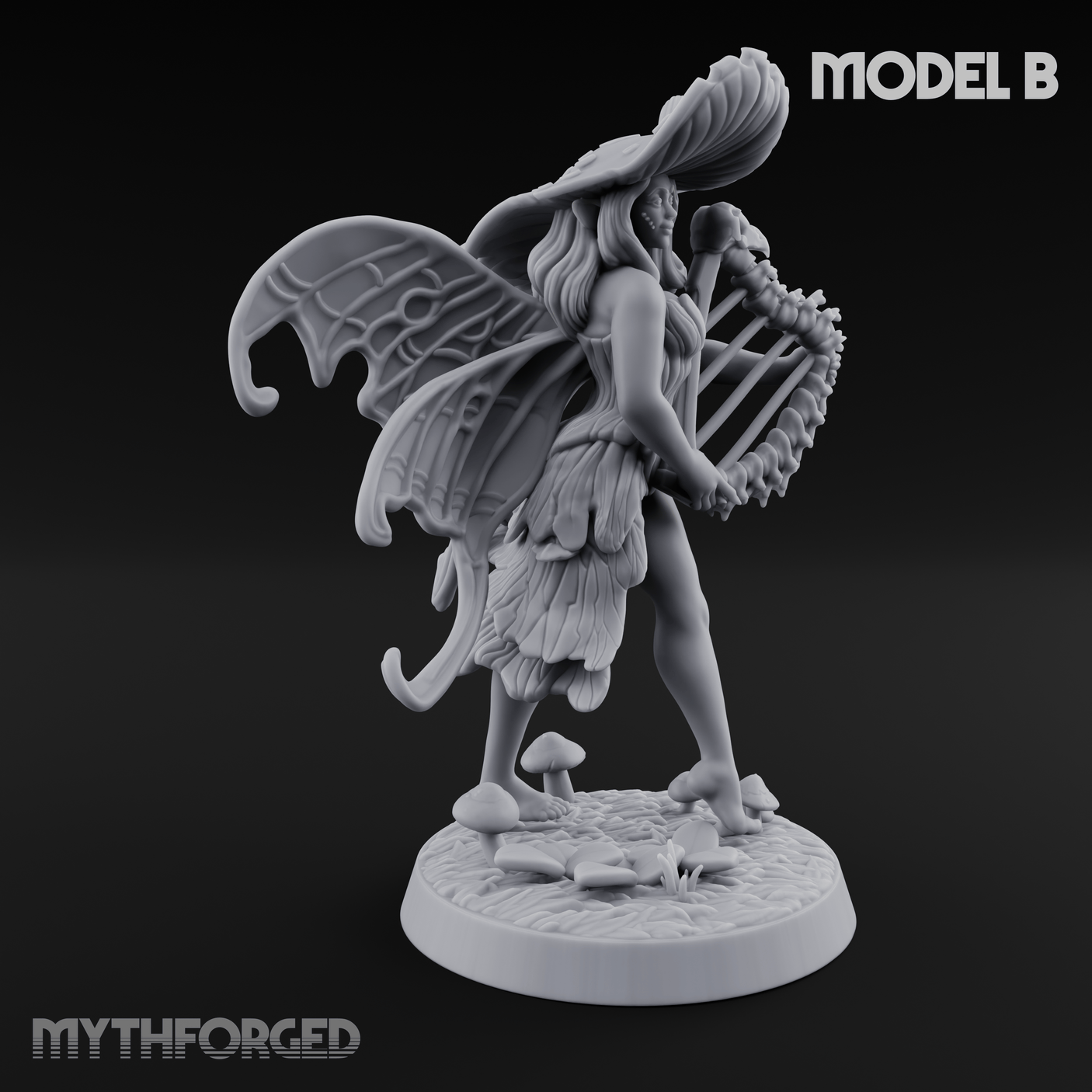 Harp Strumming Pixie Minstrels B Miniature for Dungeons and Dragons, Pathfinder or other TTRPGs