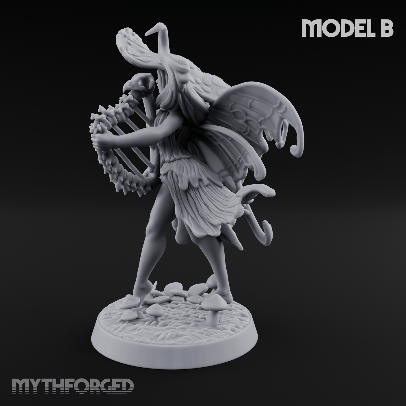 Harp Strumming Pixie Minstrels B Miniature for Dungeons and Dragons, Pathfinder or other TTRPGs
