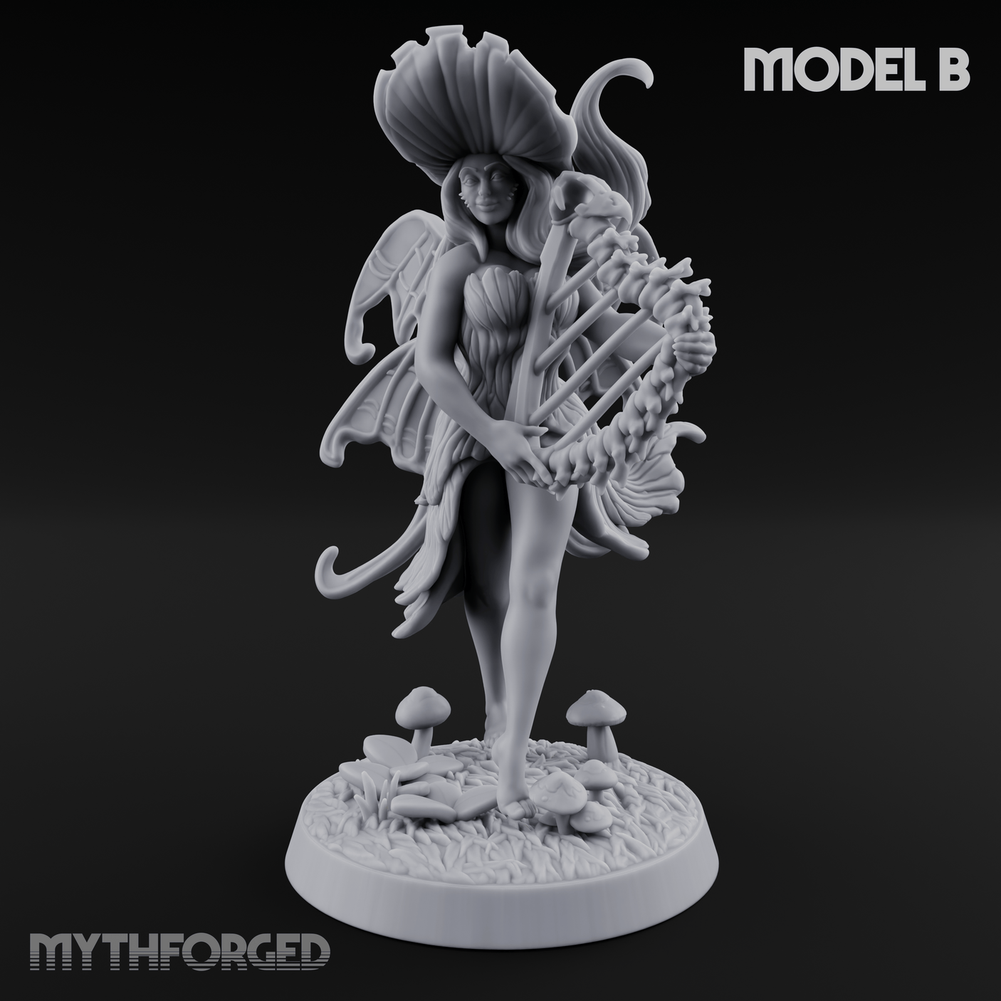 Harp Strumming Pixie Minstrels B Miniature for Dungeons and Dragons, Pathfinder or other TTRPGs