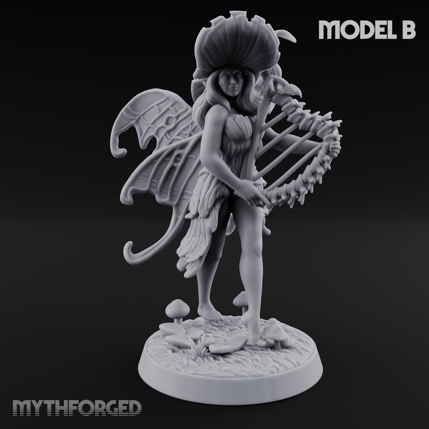 Harp Strumming Pixie Minstrels B Miniature for Dungeons and Dragons, Pathfinder or other TTRPGs