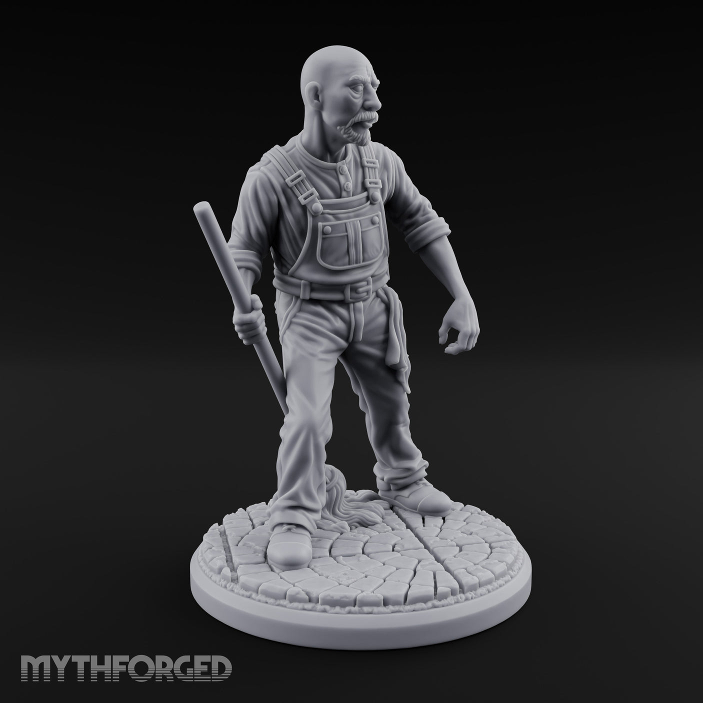 Mop Wielding Human Janitor Miniature for Dungeons and Dragons, Pathfinder or other TTRPGs