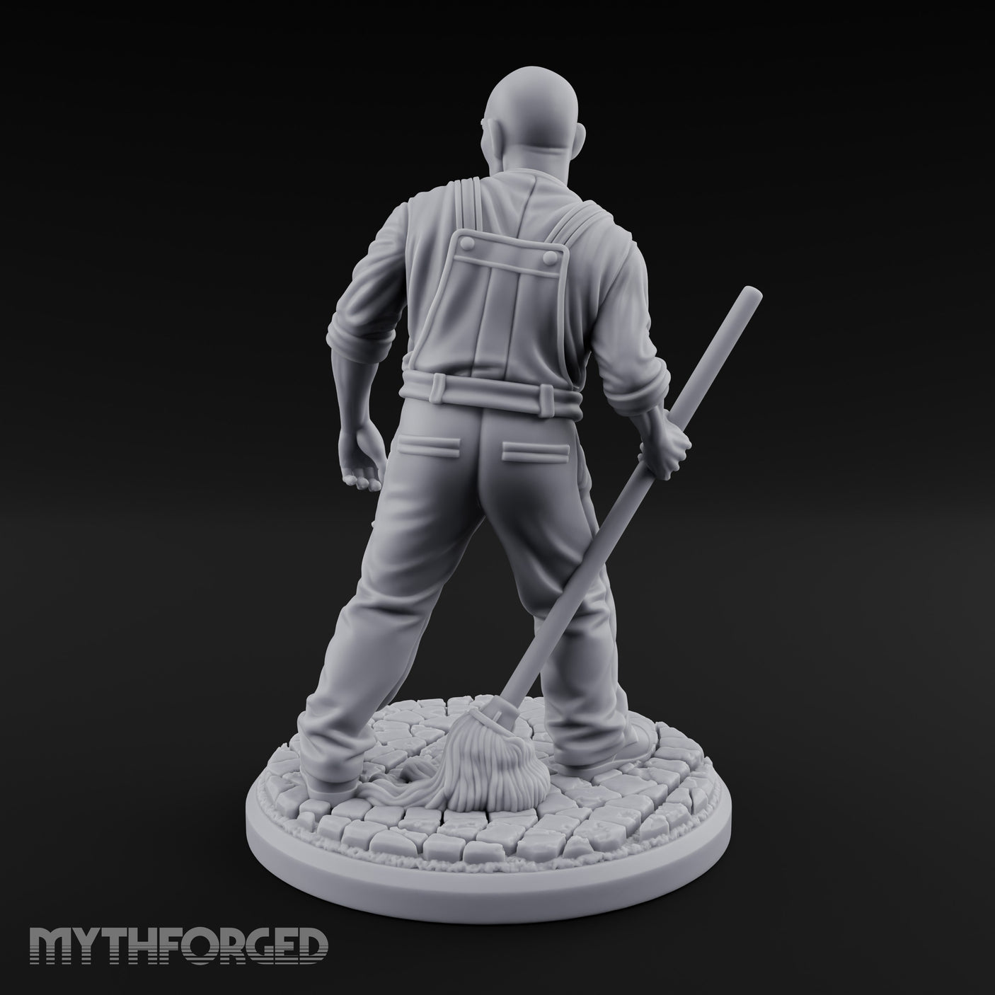 Mop Wielding Human Janitor Miniature for Dungeons and Dragons, Pathfinder or other TTRPGs