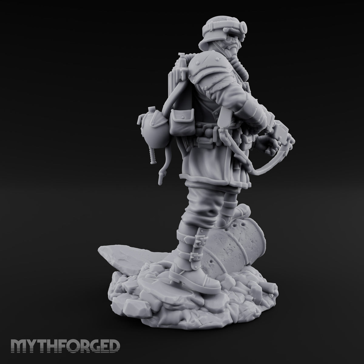 Breathing Through Brass Hoses Human Gas-Masked Shocktrooper B