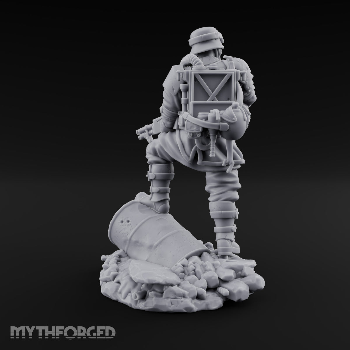 Breathing Through Brass Hoses Human Gas-Masked Shocktrooper B