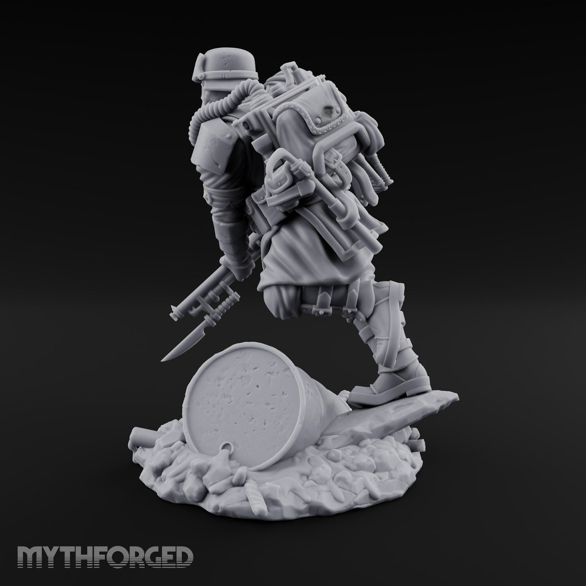 Breathing Through Brass Hoses Human Gas-Masked Shocktrooper C