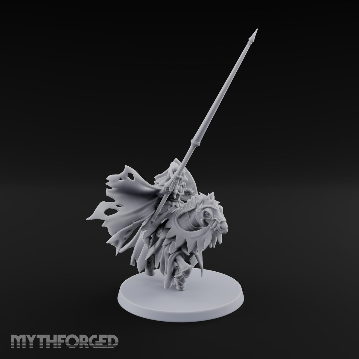 Charging Through Moonrise Vampire Lord on Armoured Horse with Lance and Shield