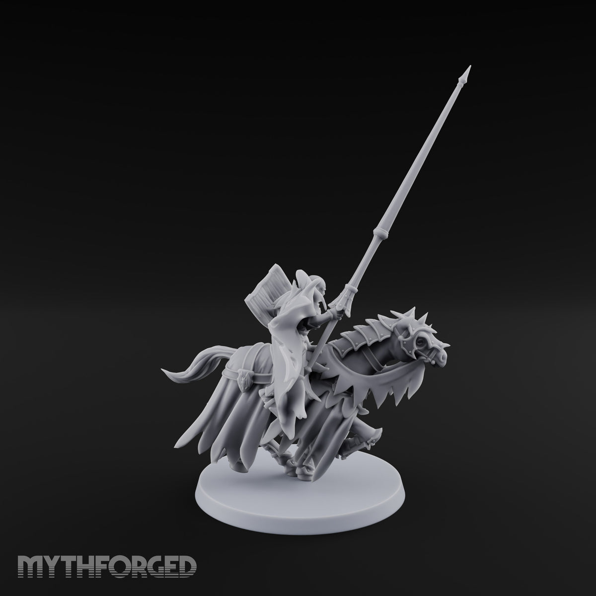 Charging Through Moonrise Vampire Lord on Armoured Horse with Lance and Shield