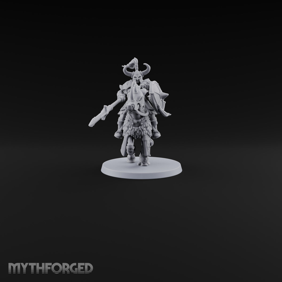 Hooves Thunder, Horns Gleam Human Horned Cavalry Warrior F