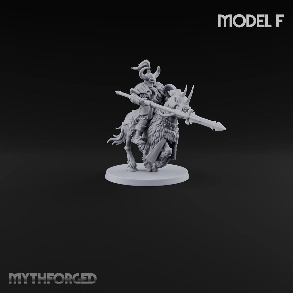 Hooves Thunder, Horns Gleam Human Horned Cavalry Warrior F