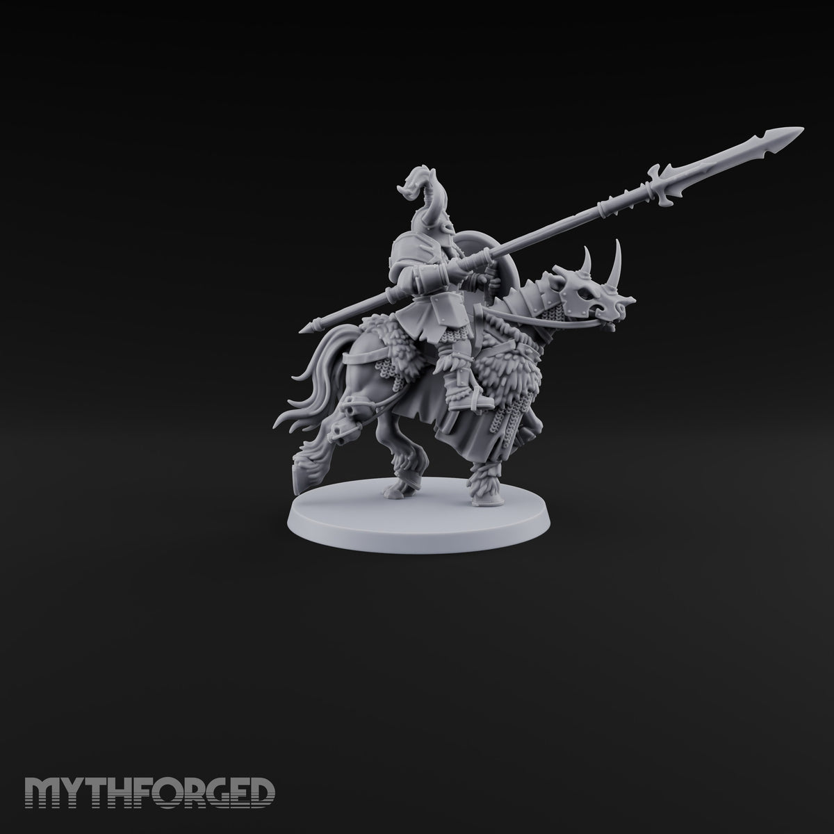Hooves Thunder, Horns Gleam Human Horned Cavalry Warriors — G