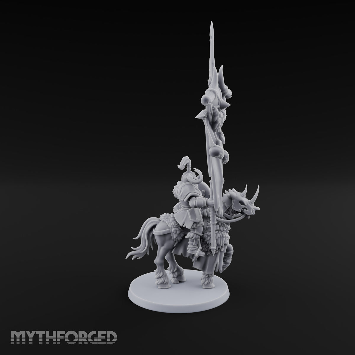 Hooves Thunder, Horns Gleam Human Horned Cavalry Warrior I