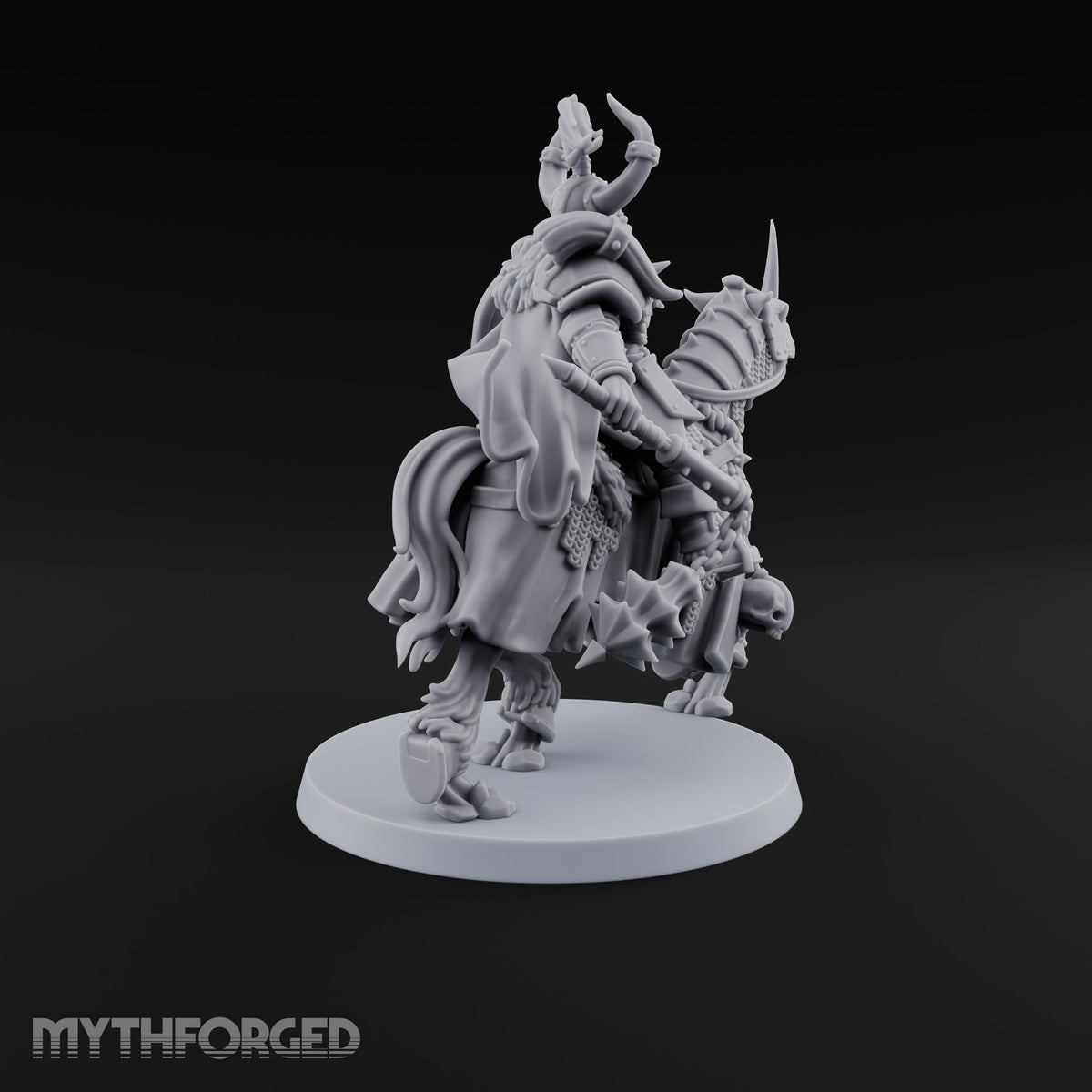 Hooves Thunder, Horns Gleam Human Horned Cavalry Warrior H