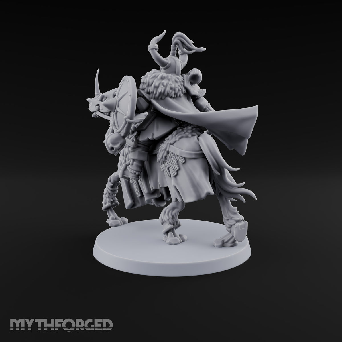 Hooves Thunder, Horns Gleam Human Horned Cavalry Warrior H