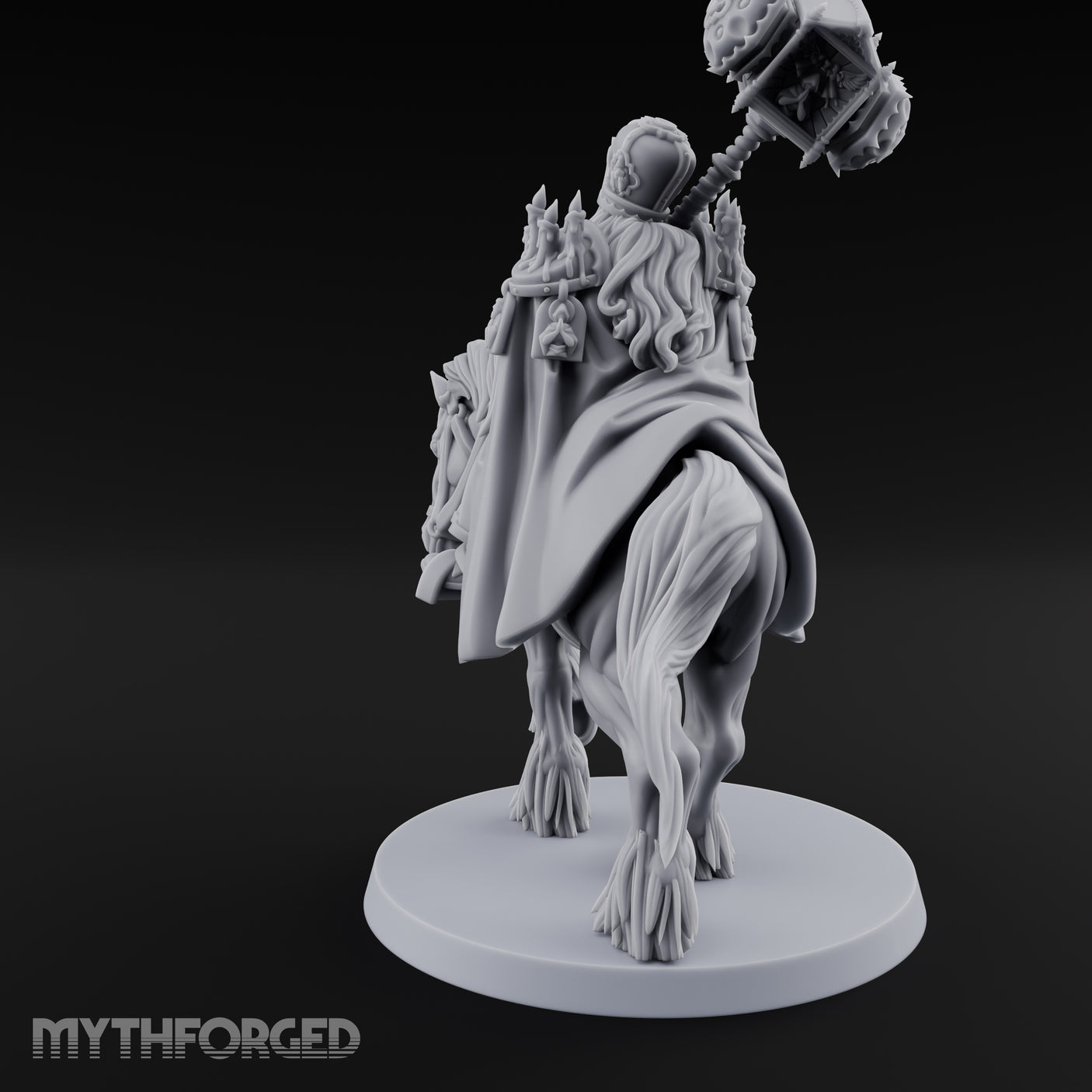 Hammer Hoisting Riding Commander Miniature for Dungeons and Dragons, Pathfinder or other TTRPGs