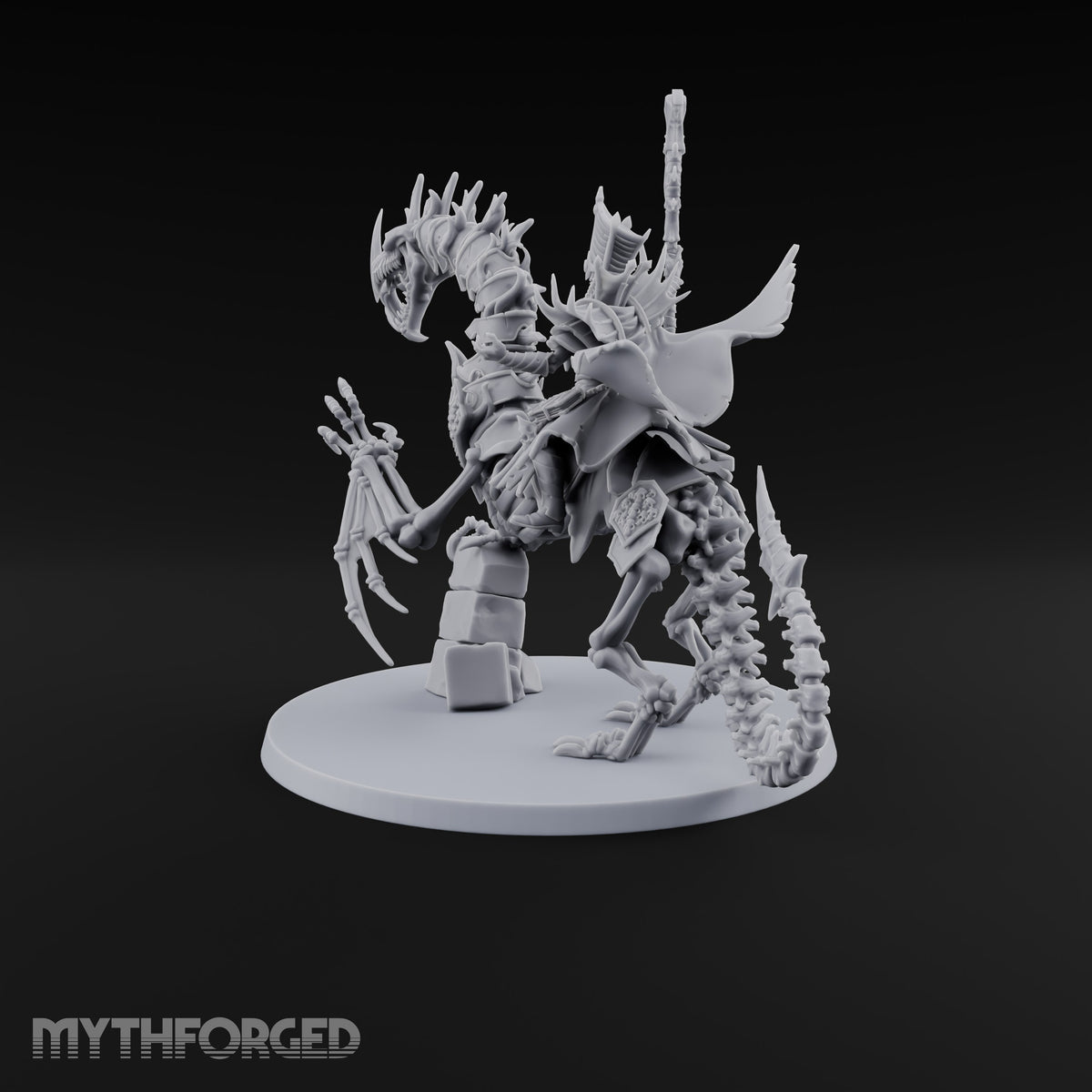 Pale and Unhurried Vampire Lord with Banner and Skull Spirits on Skeletal Mount — Scythe