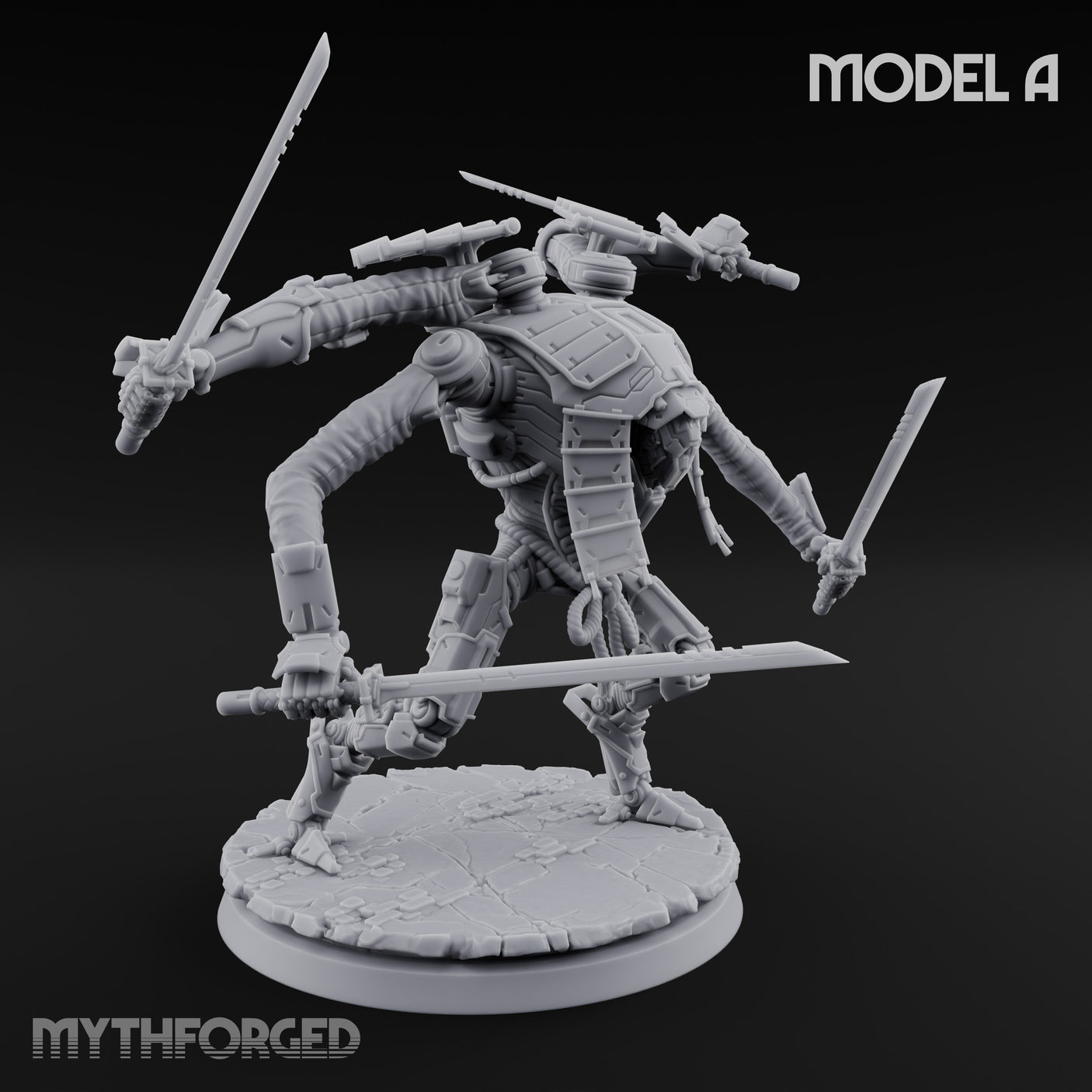 Multi Armed Slashing Automaton Warrior A Miniature for Dungeons and Dragons, Pathfinder or other TTRPGs