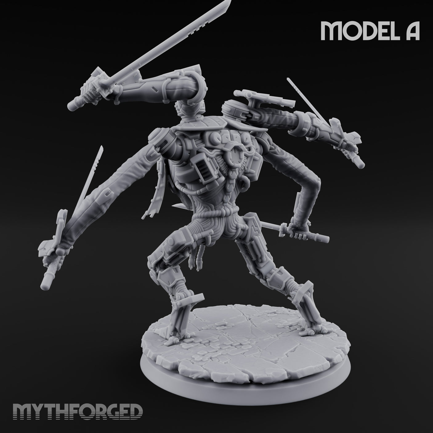 Multi Armed Slashing Automaton Warrior A Miniature for Dungeons and Dragons, Pathfinder or other TTRPGs