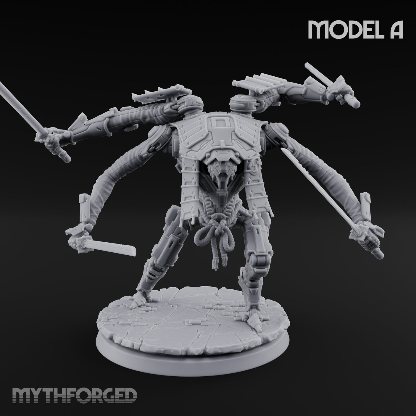 Multi Armed Slashing Automaton Warrior A Miniature for Dungeons and Dragons, Pathfinder or other TTRPGs