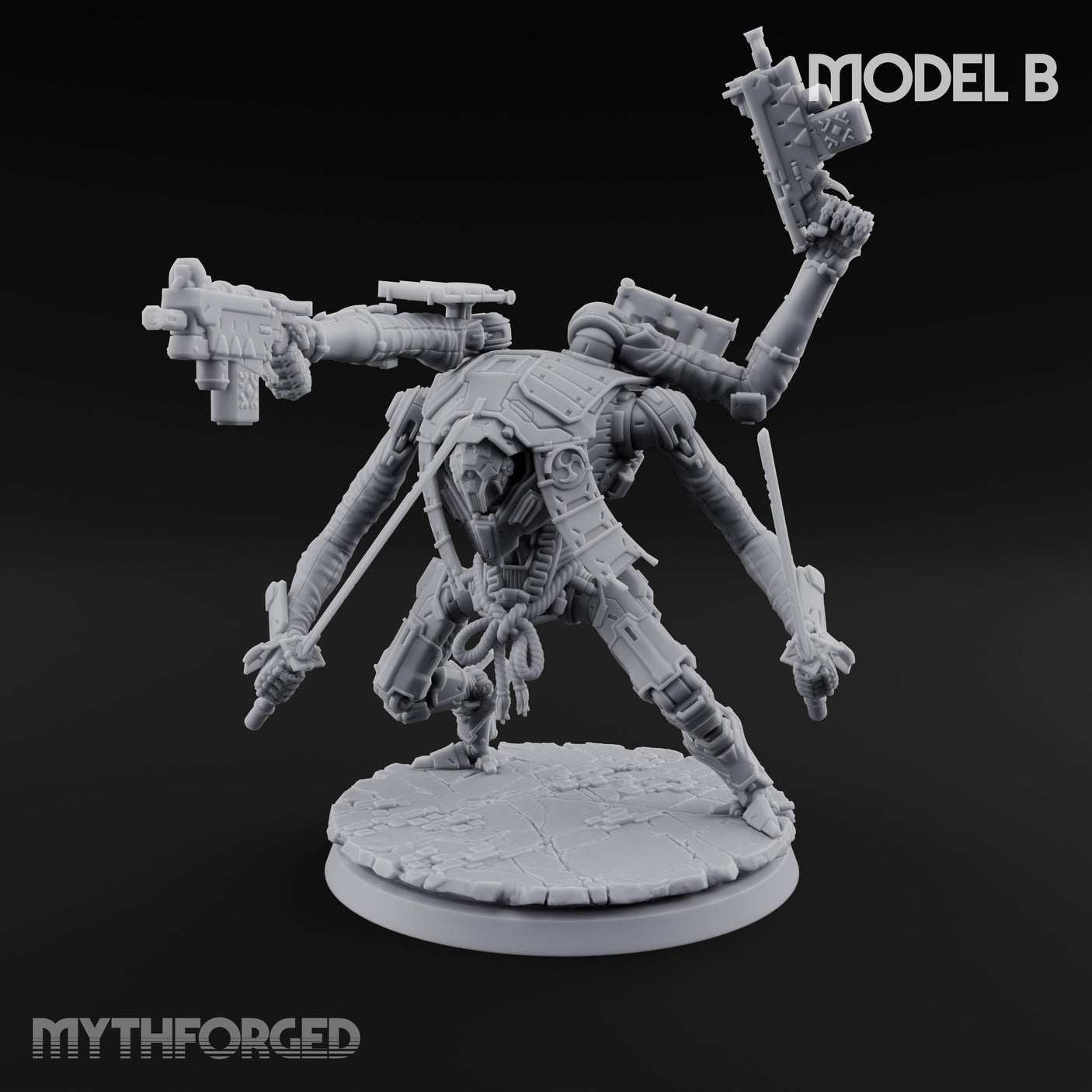 Multi Armed Slashing Automaton Warrior B Miniature for Dungeons and Dragons, Pathfinder or other TTRPGs