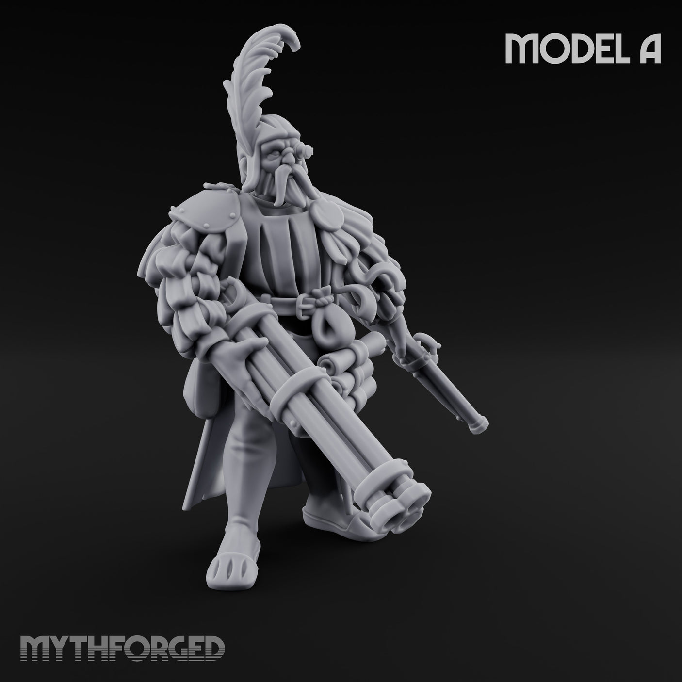 Multi Barrelled Levelling Human Engineer A Miniature for Dungeons and Dragons, Pathfinder or other TTRPGs