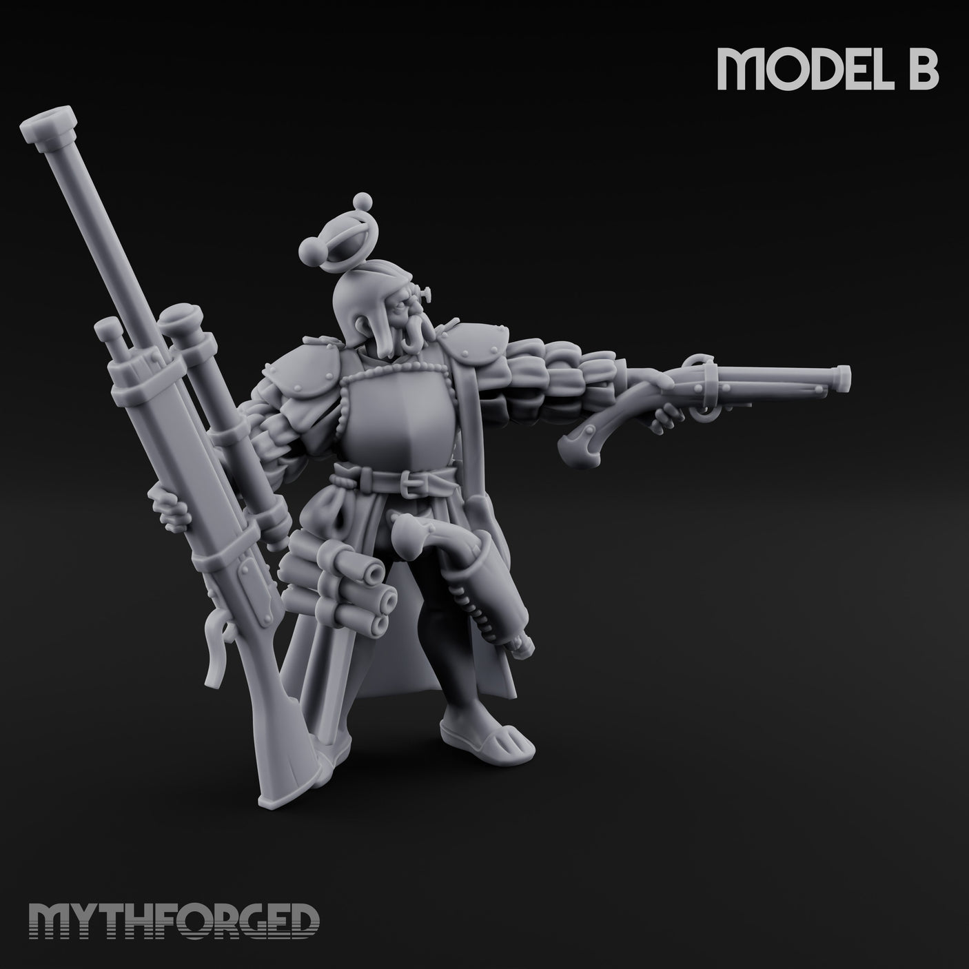 Multi Barrelled Levelling Human Engineers Miniature for Dungeons and Dragons, Pathfinder or other TTRPGs