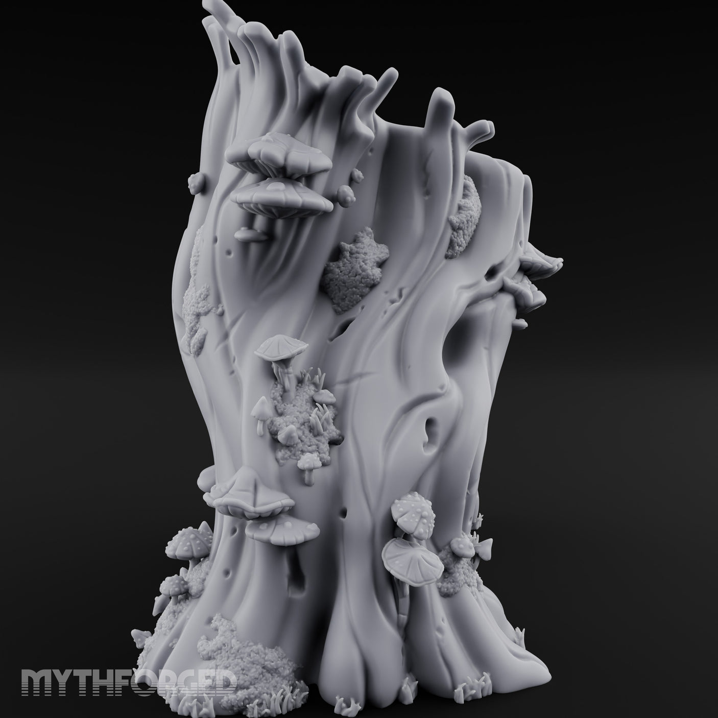 Mushroom-Clustered Root-Arched Forest Trunk Archway Miniature for Dungeons and Dragons, Pathfinder or other TTRPGs