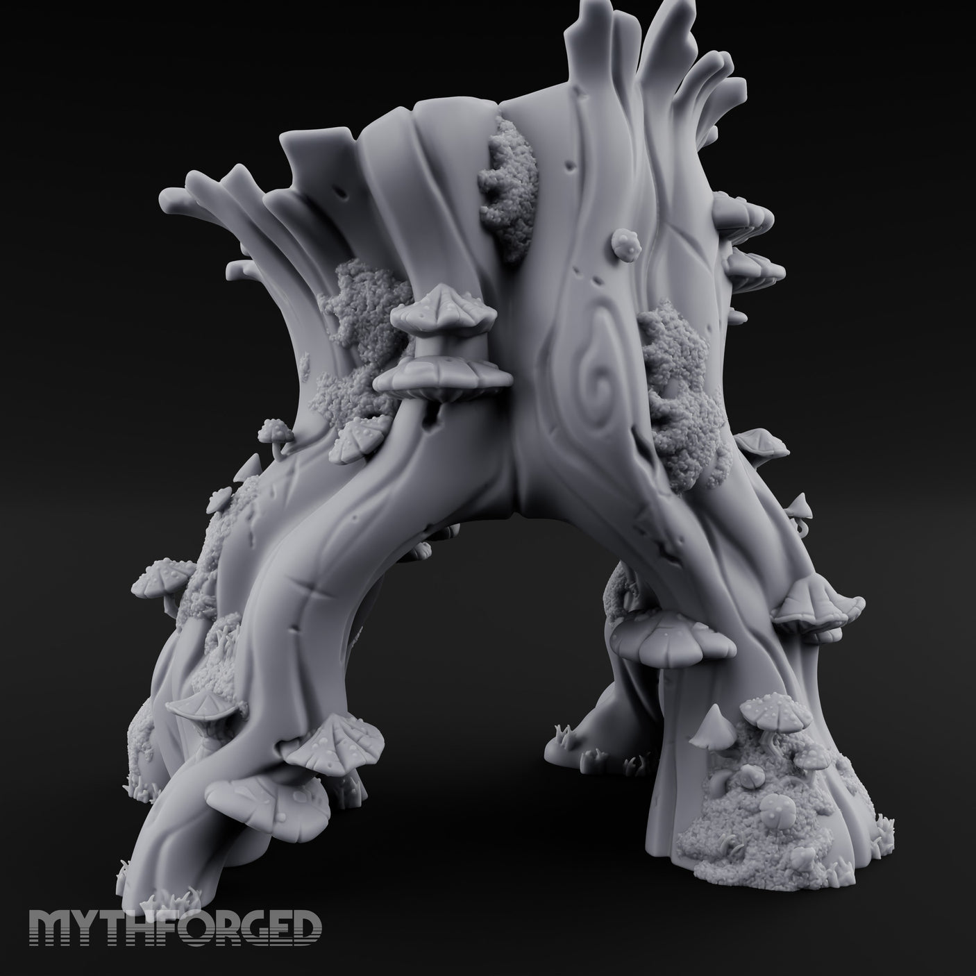 Mushroom-Clustered Root-Arched Forest Trunk Archway Miniature for Dungeons and Dragons, Pathfinder or other TTRPGs