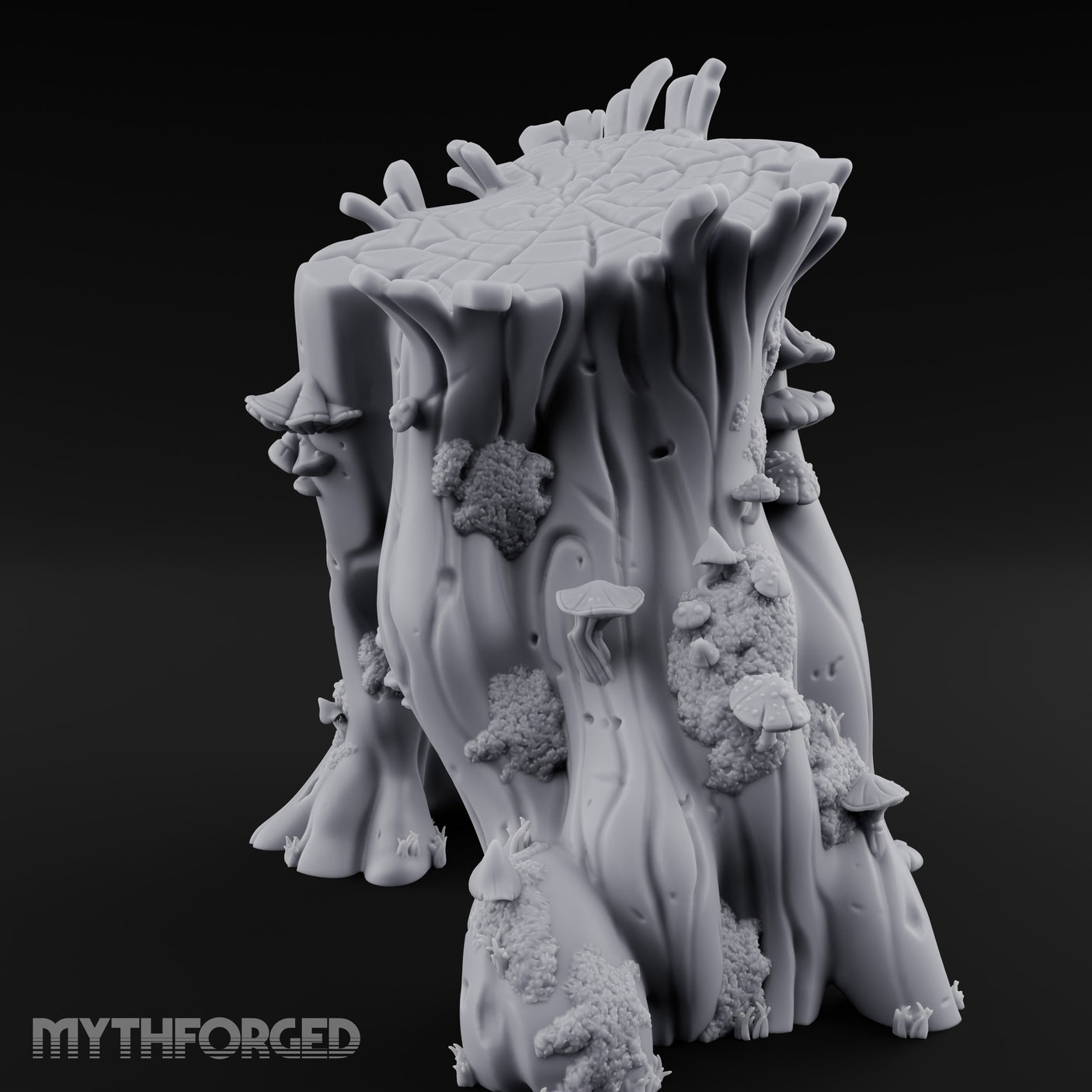 Mushroom-Clustered Root-Arched Forest Trunk Archway Miniature for Dungeons and Dragons, Pathfinder or other TTRPGs