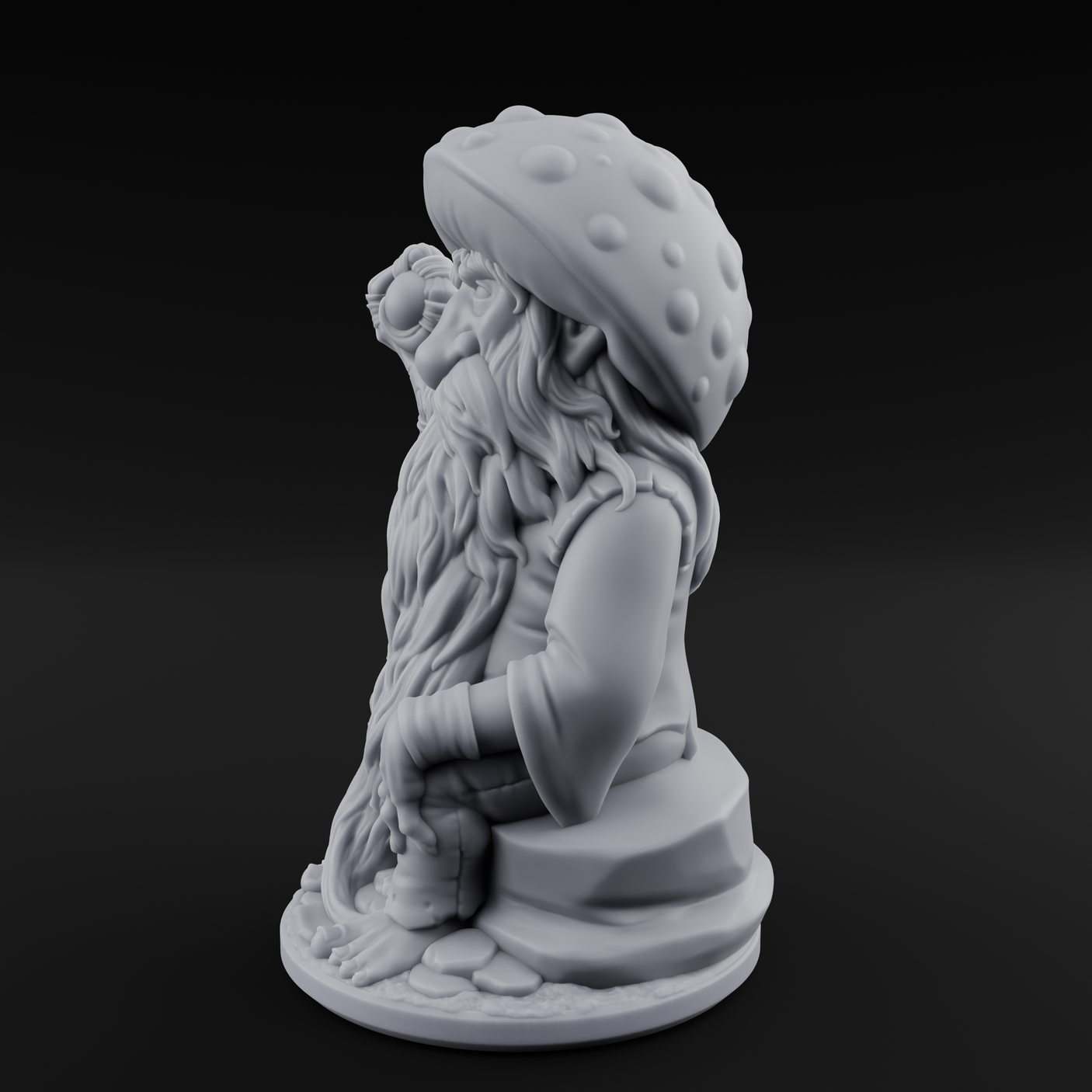 Beard Dragging Gnome Druid Miniature for Dungeons and Dragons, Pathfinder or other TTRPGs