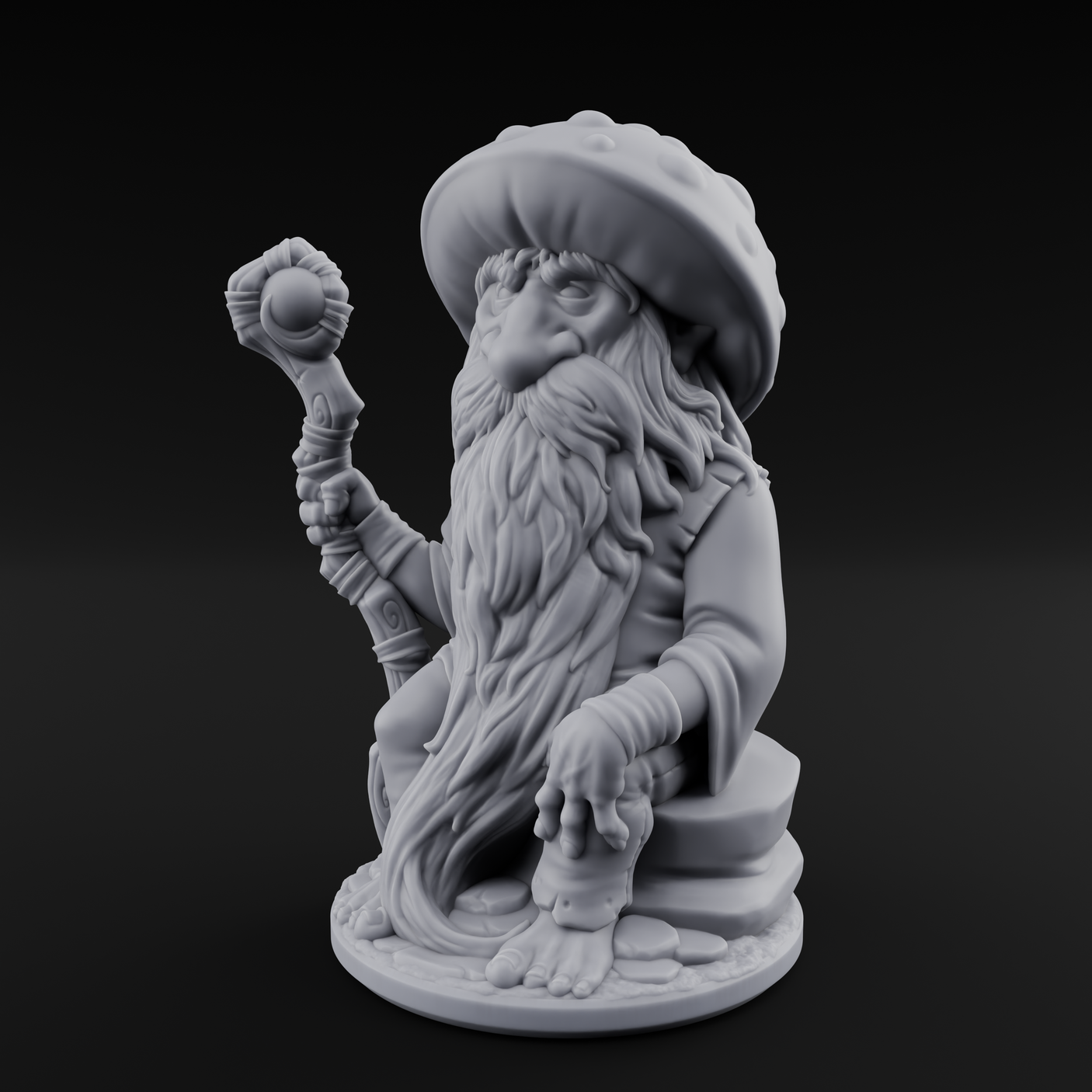 Beard Dragging Gnome Druid Miniature for Dungeons and Dragons, Pathfinder or other TTRPGs