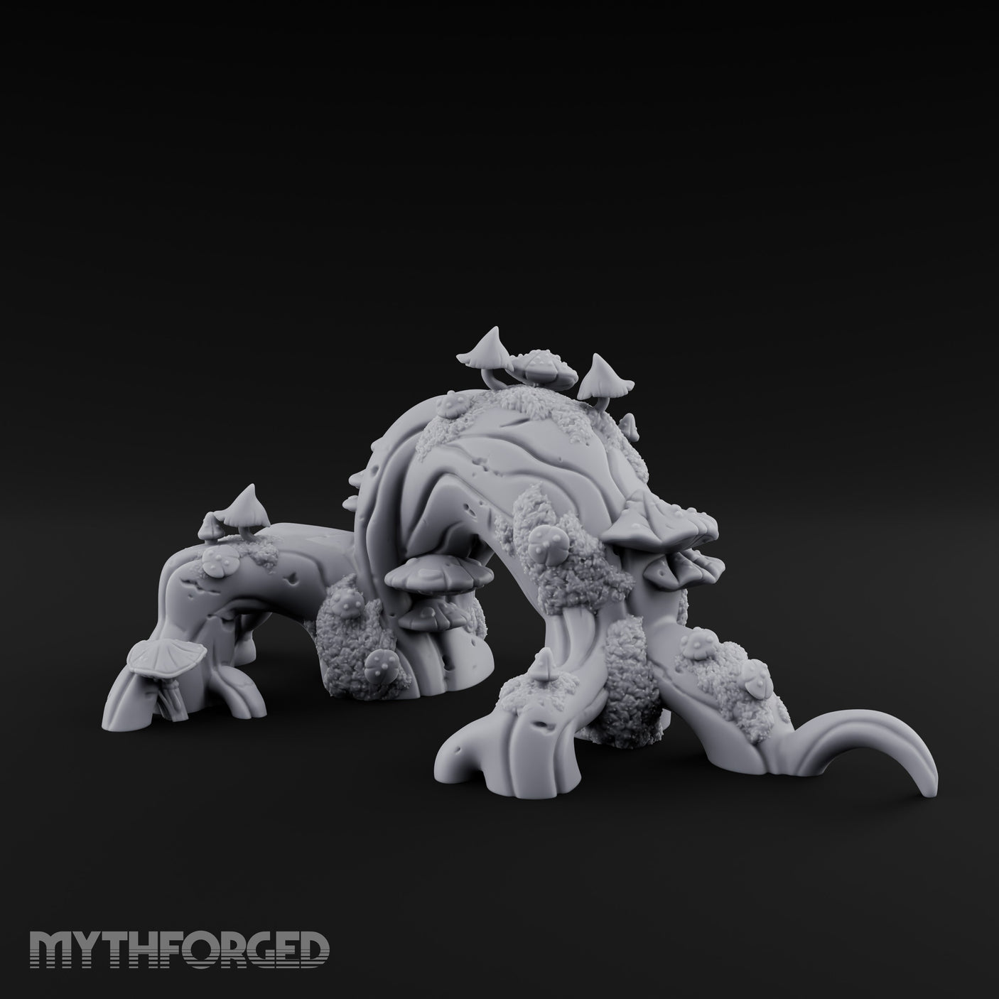 Mushroom-Furred Spine-Studded Huge Arching Root Miniature for Dungeons and Dragons, Pathfinder or other TTRPGs