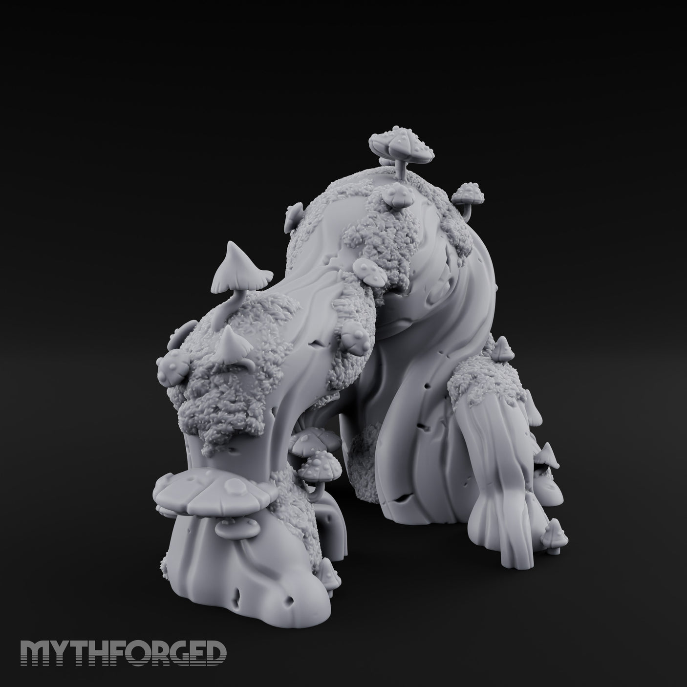 Mushroom-Laden Moss-Crusted Huge Arching Root Miniature for Dungeons and Dragons, Pathfinder or other TTRPGs