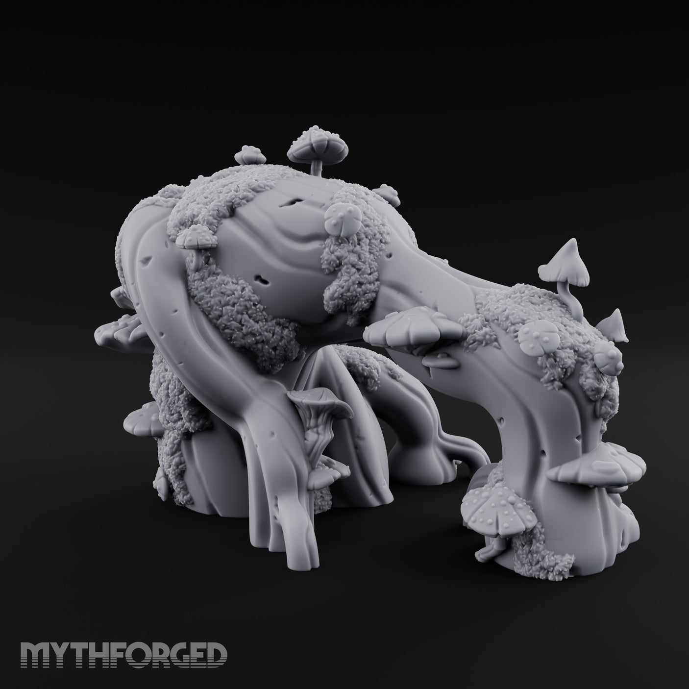 Mushroom-Laden Moss-Crusted Huge Arching Root Miniature for Dungeons and Dragons, Pathfinder or other TTRPGs
