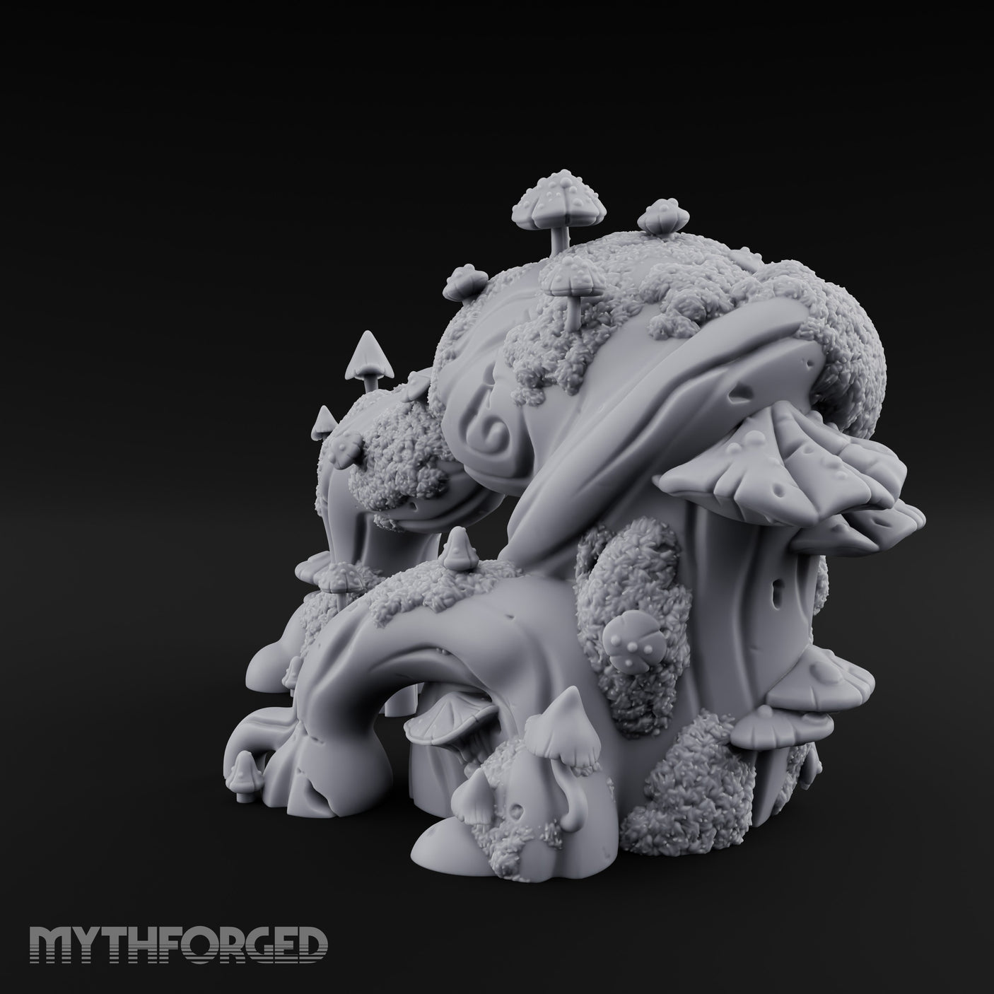 Mushroom-Laden Moss-Crusted Huge Arching Root Miniature for Dungeons and Dragons, Pathfinder or other TTRPGs
