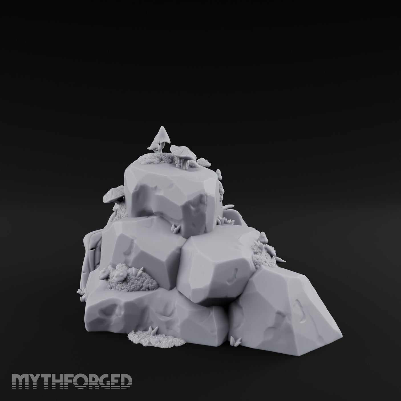 Mushroom-Topped Moss-Patched Huge Rock Formation Miniature for Dungeons and Dragons, Pathfinder or other TTRPGs