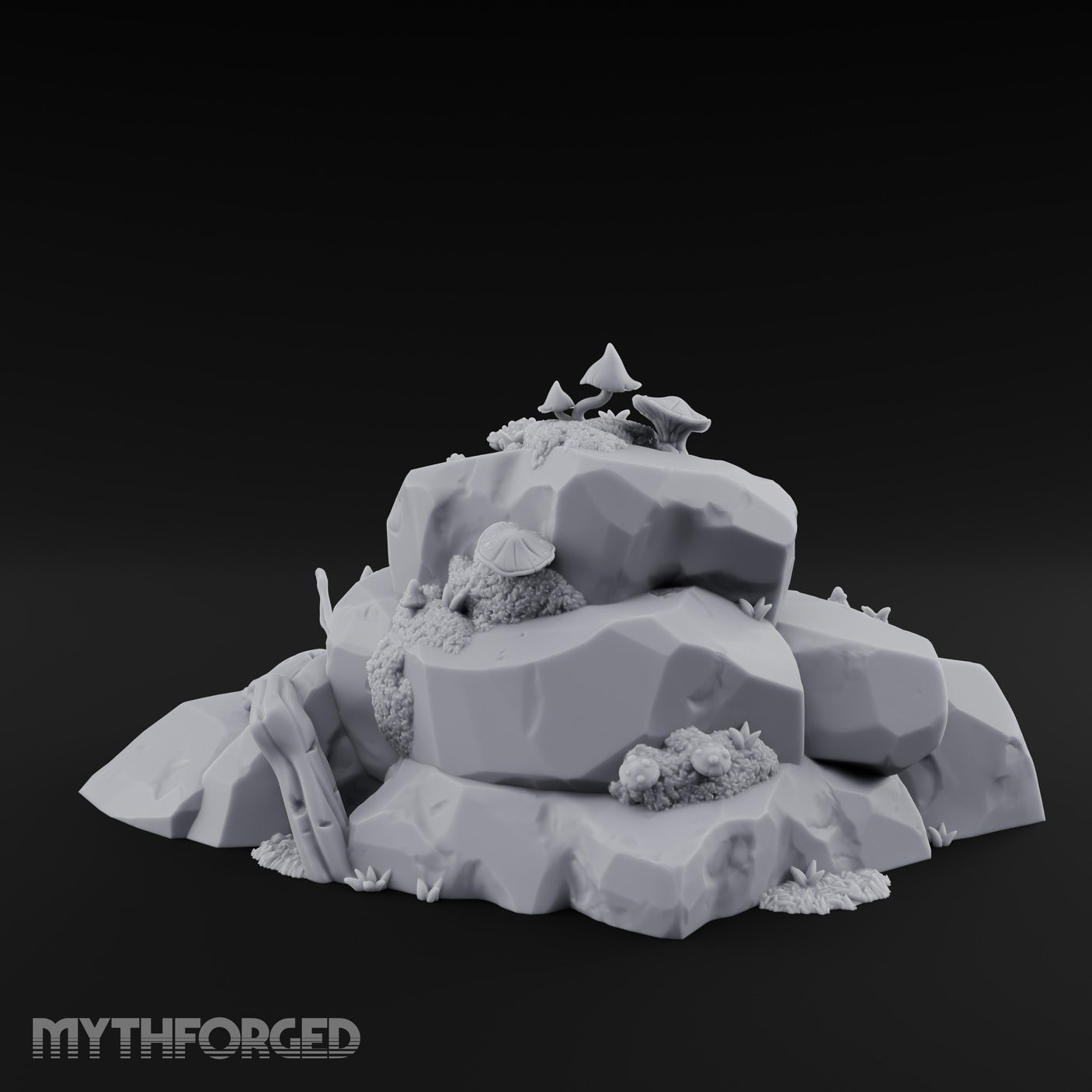 Mushroom-Topped Moss-Patched Huge Rock Formation Miniature for Dungeons and Dragons, Pathfinder or other TTRPGs
