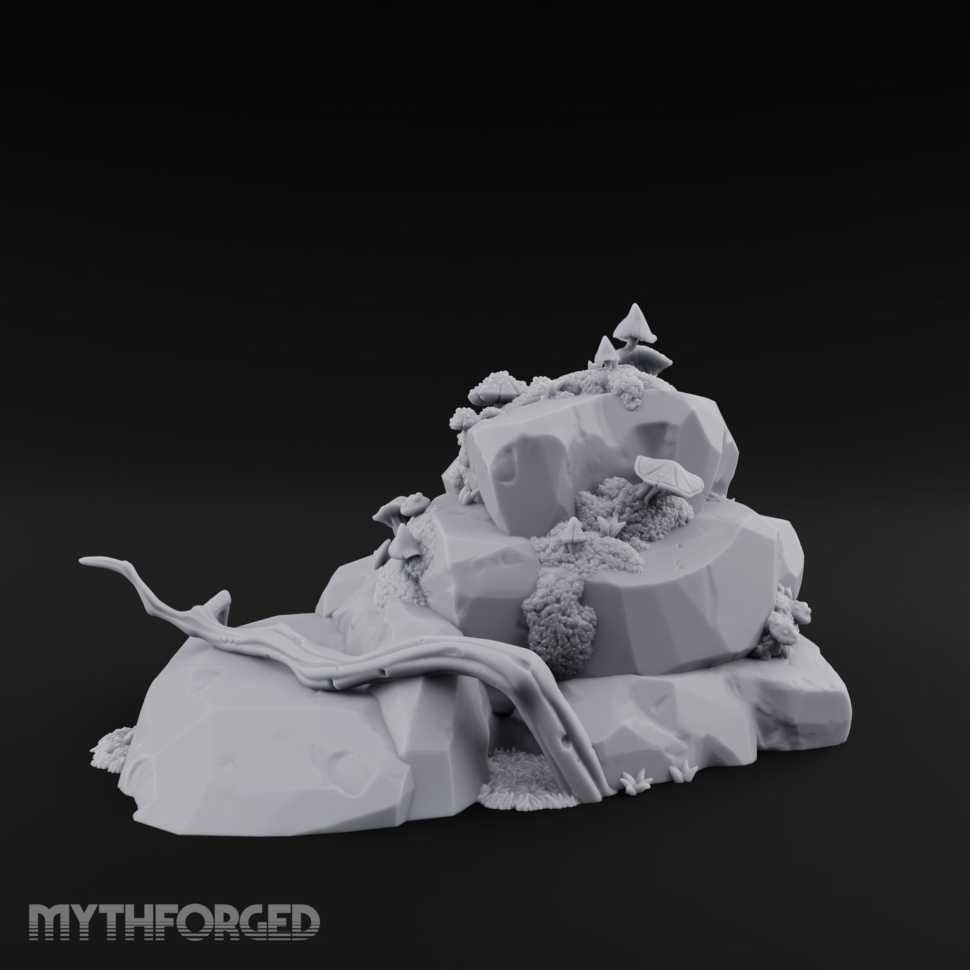 Mushroom-Topped Moss-Patched Huge Rock Formation Miniature for Dungeons and Dragons, Pathfinder or other TTRPGs