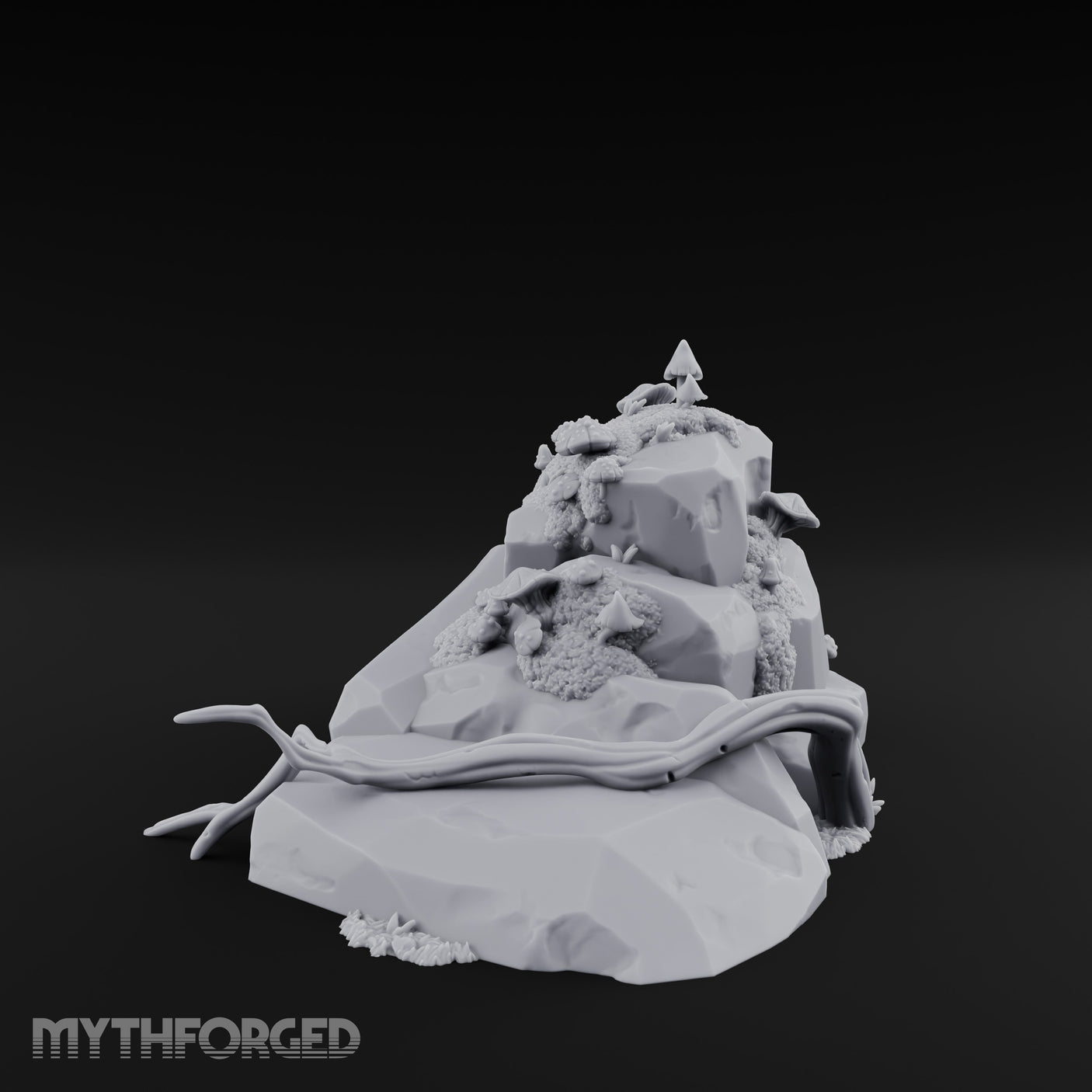 Mushroom-Topped Moss-Patched Huge Rock Formation Miniature for Dungeons and Dragons, Pathfinder or other TTRPGs